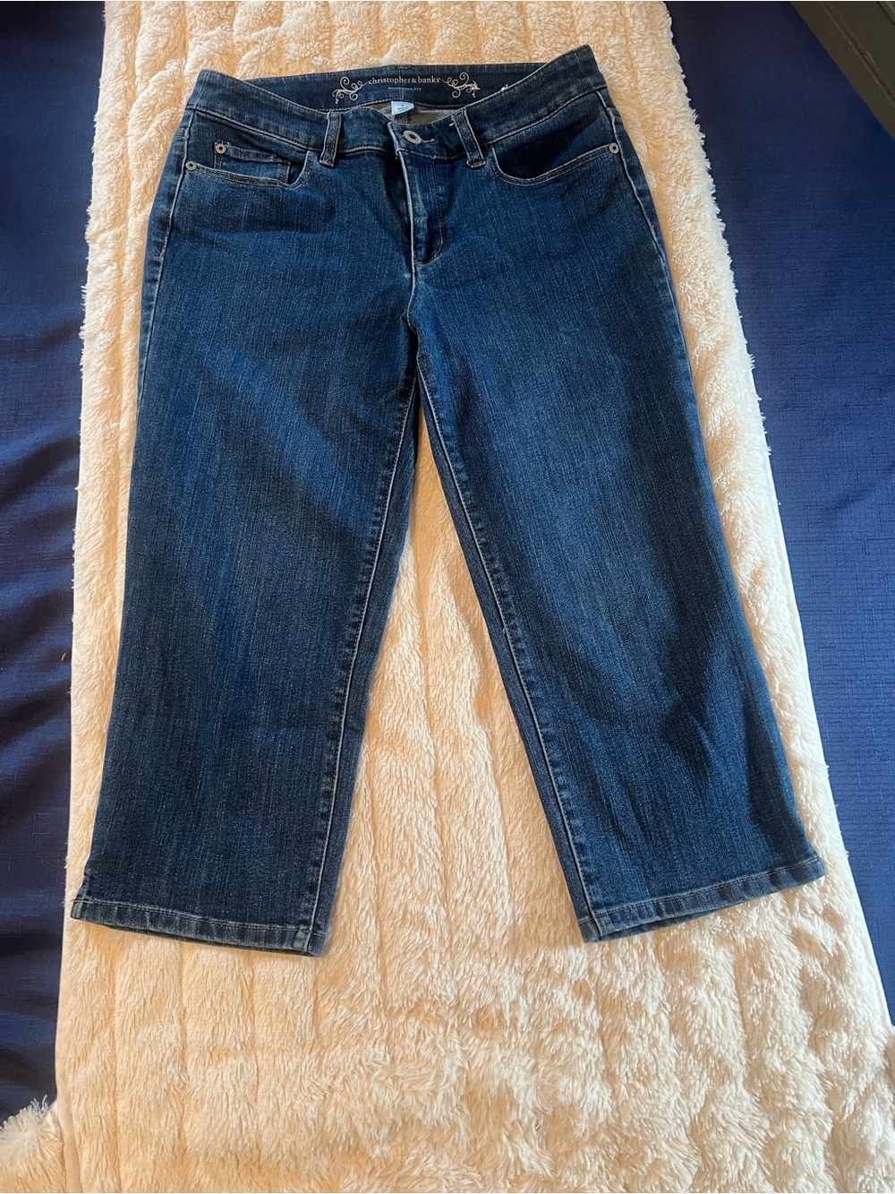Christopher & Banks Dark Blue Cropped Straight Jeans